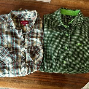 2 women’s medium western/ranch button downs